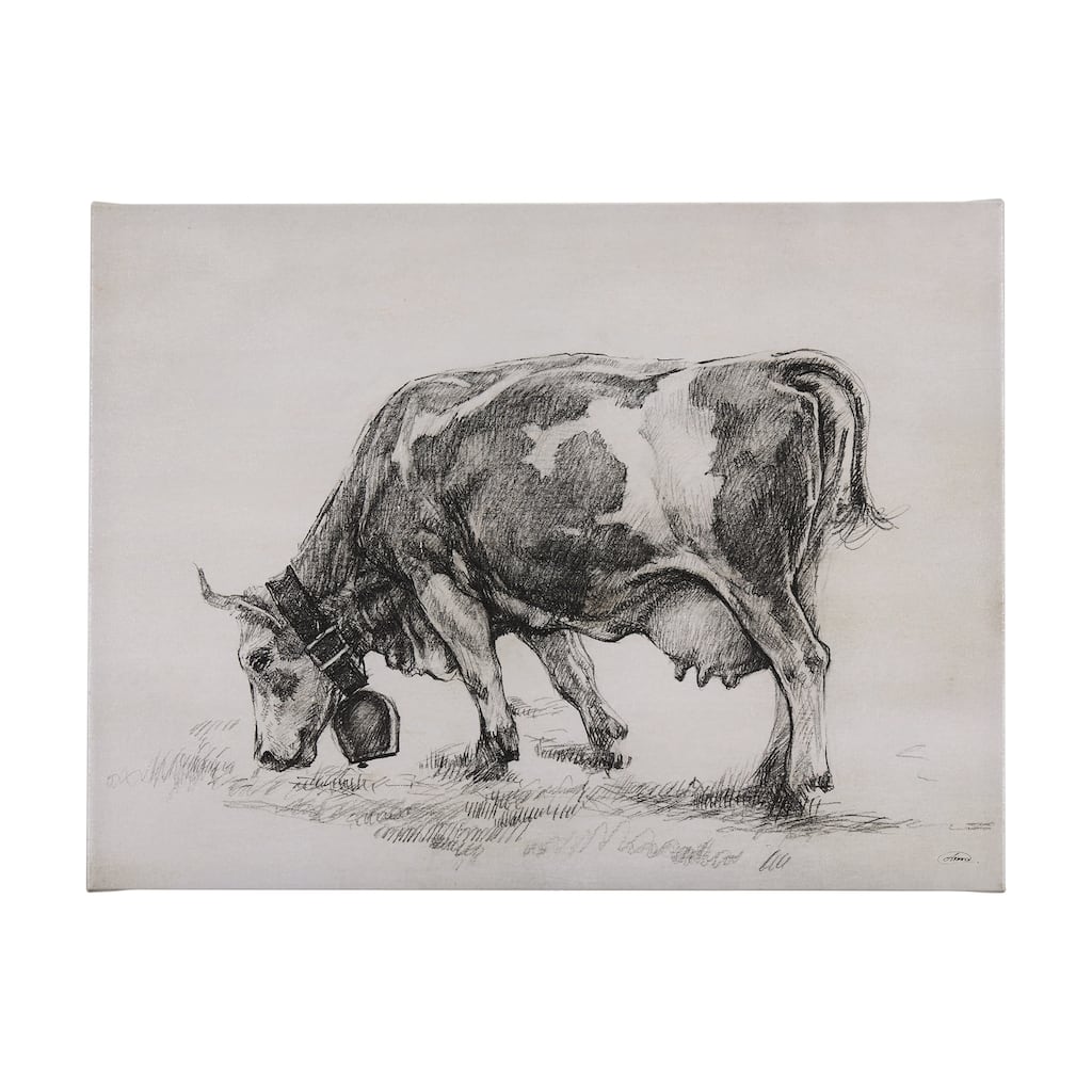 Old West Collection IV (Cow Sketch) (28 x 21) Canvas Art Print