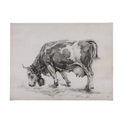 Old West Collection IV (Cow Sketch) (40 x 30) Canvas Art Print