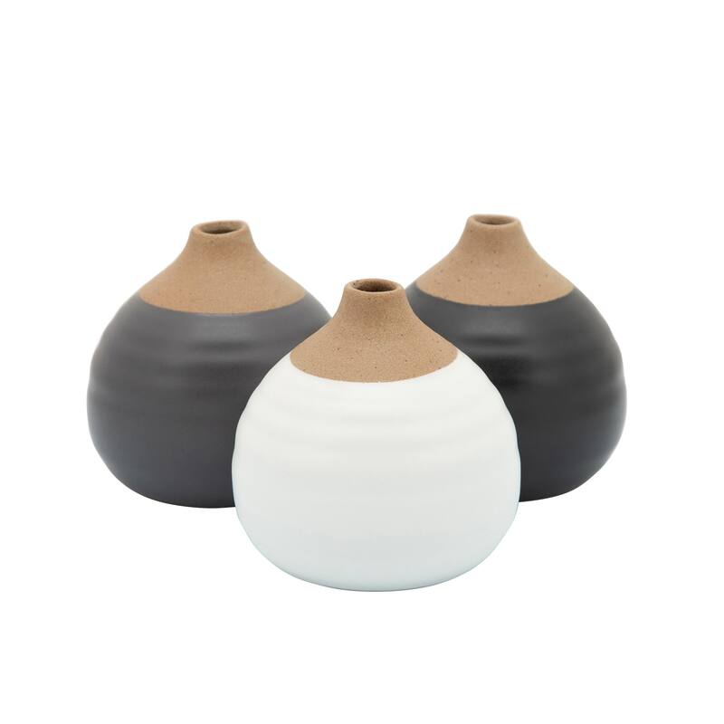Sagebrook Home Modern Coastal Small Ceramic Bud Vases, Set of 3