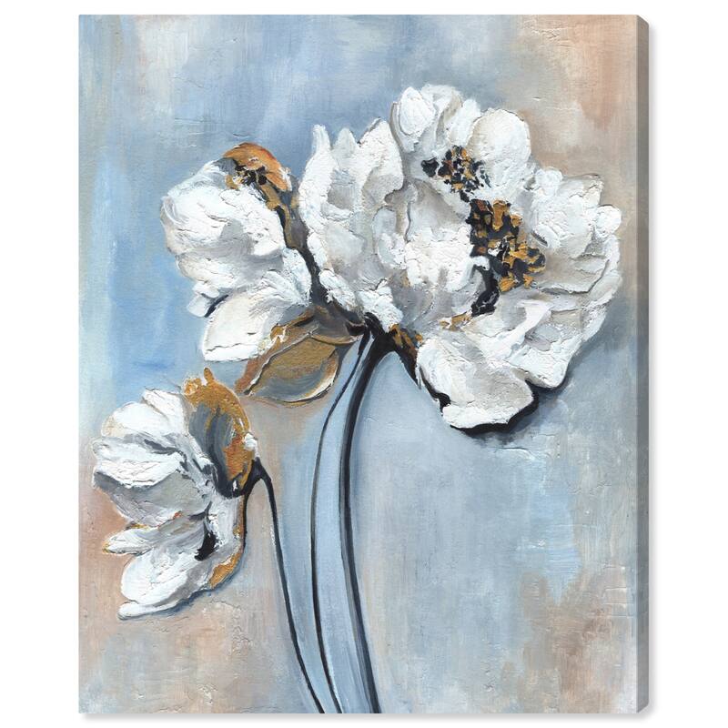 Wynwood Studio Canvas Floral and Botanical Vintage inspo White and French Country Wall Art Canvas Print - White, Gold