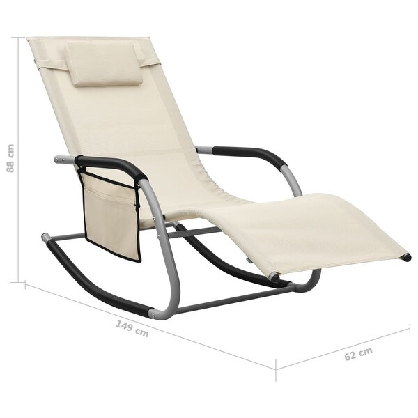 vidaXL Sun Lounger Textilene Cream and Gray Bed Bath Beyond