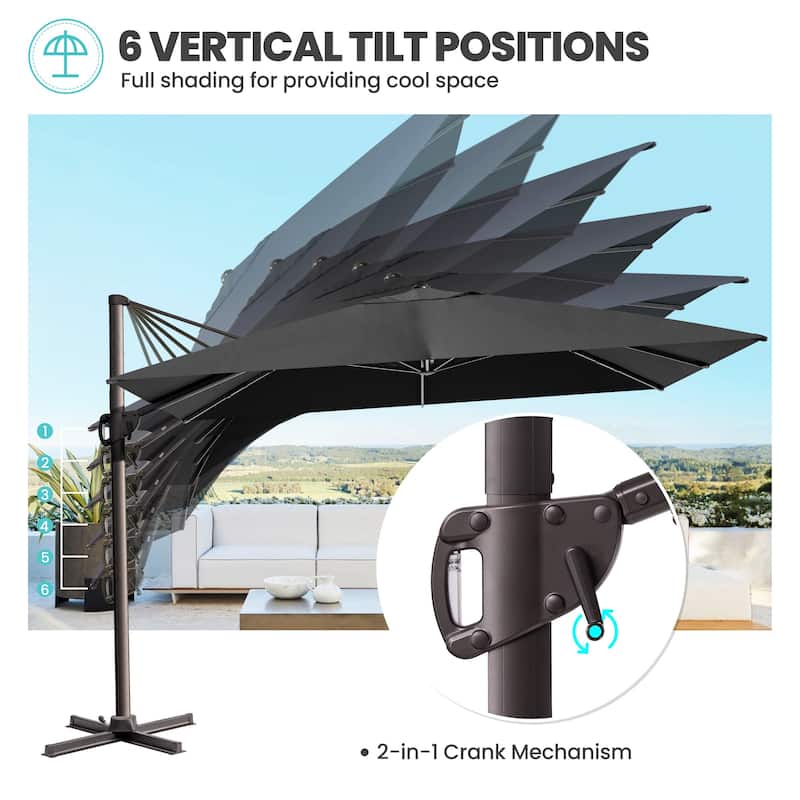 9 FT x 11.5 FT Outdoor Patio Cantilever-Offset Umbrella
