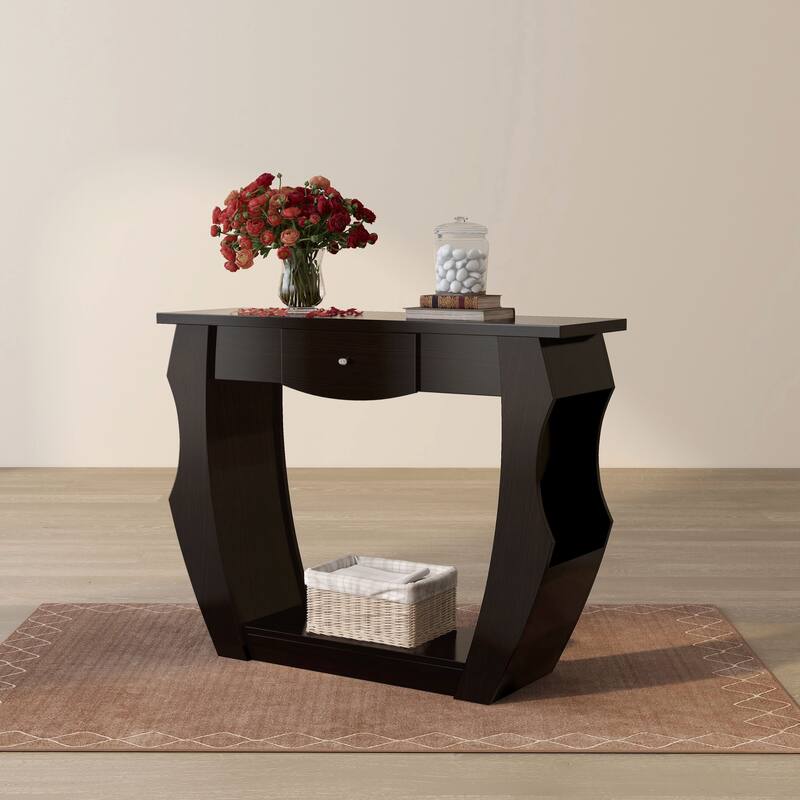 DH BASIC Walnut 40" Storage Console Table by Denhour