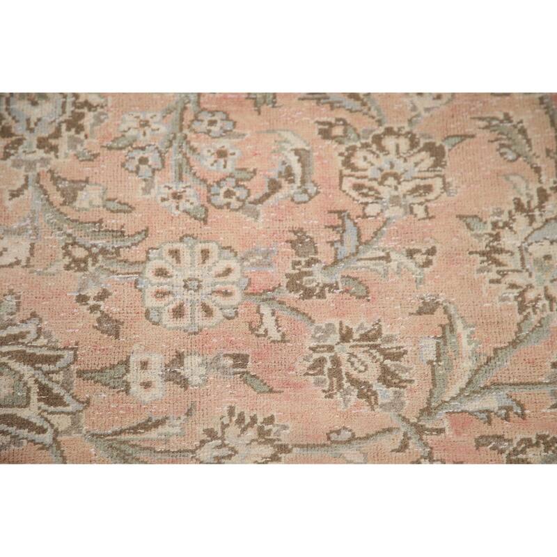 Hand Knotted Oriental 100% Wool Carpet Traditional Floral Pink Mashad Area Rug - 12' 6'' X 9' 10''