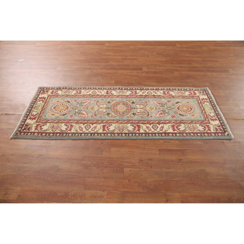 Floral Kazak Runner Rug Hand-Knotted Wool Carpet - 2'2" x 5'7"