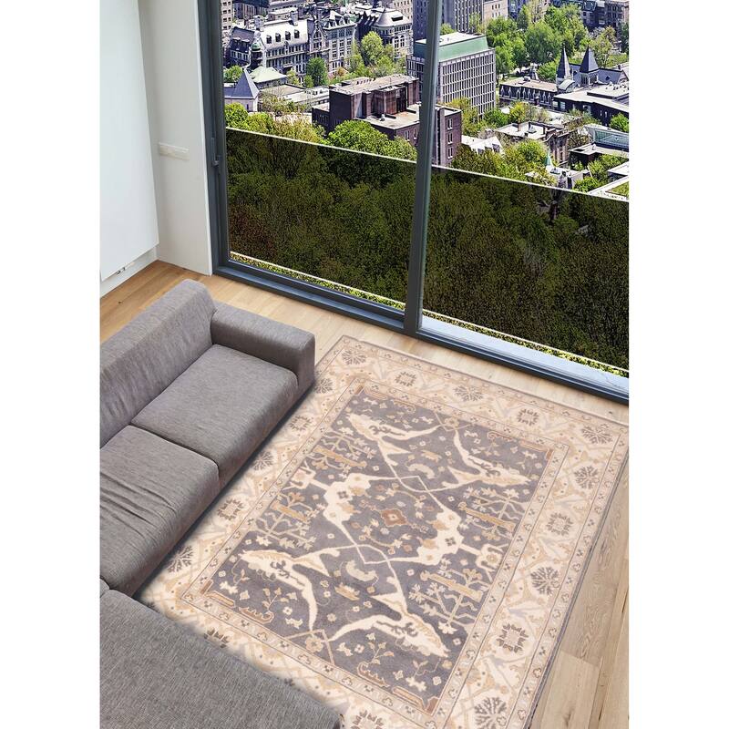 ECARPETGALLERY Hand-knotted Royal Oushak Grey Wool Rug - 7'11 x 9'10