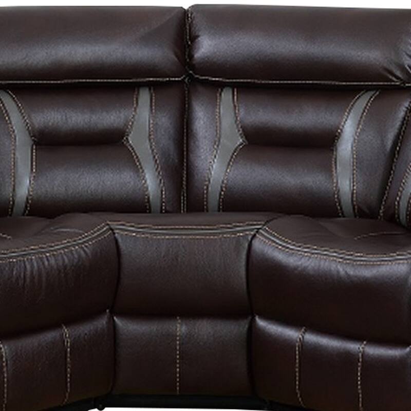 3pc Sectional Motion Power Recliner Sofa Set, Dark Brown Faux Leather