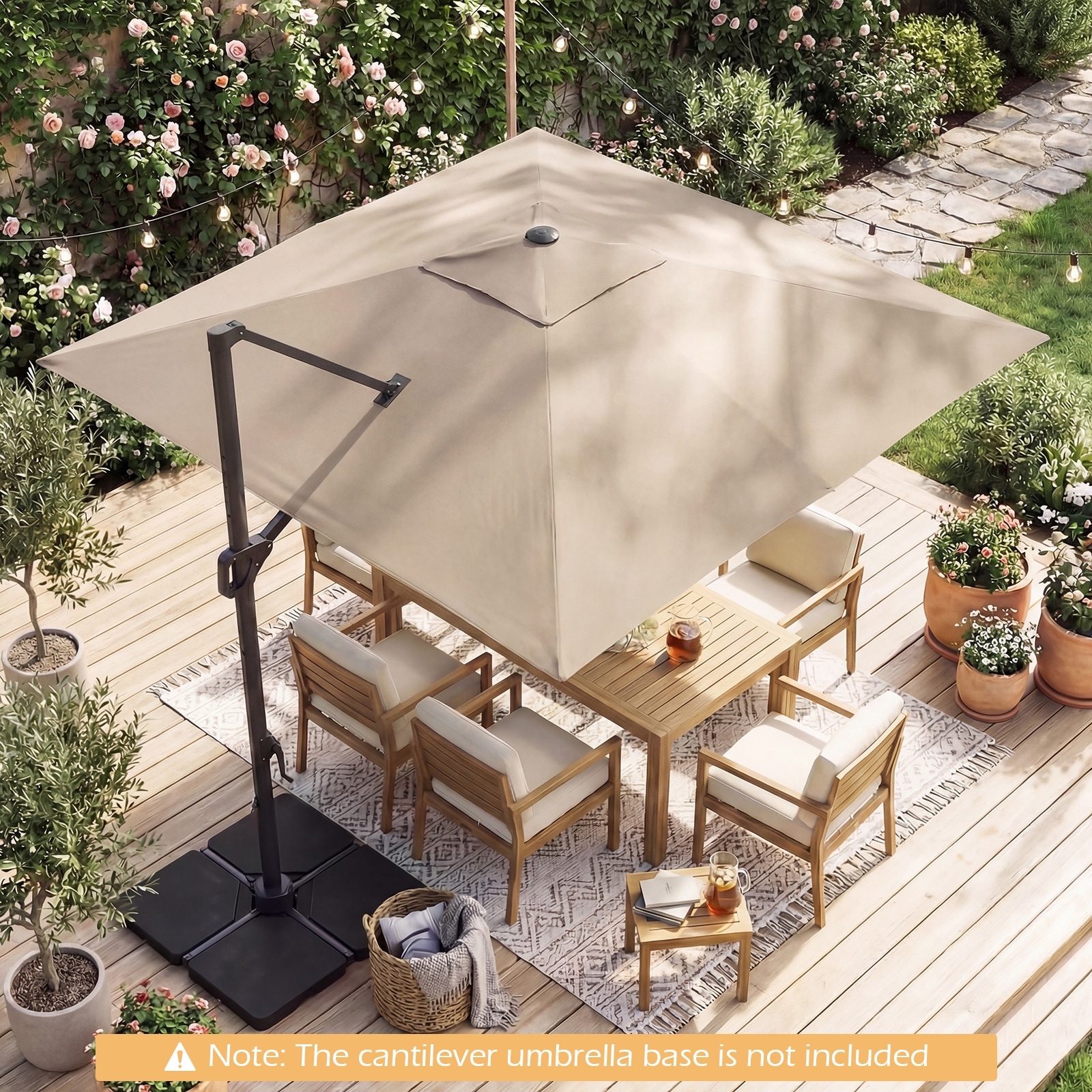 gymax 11ft patio offset hanging cantilever umbrella 360 degree tilt 11' with 360° Rotation & UPF 50+ Protection 11Ft Net Weight Gymax - 10FT Patio Offset