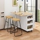 preview thumbnail 1 of 41, Rolling Kitchen Island on Wheels, Drop Leaf Kitchen Cart with Seating, Breakfast Bar Set with 2 Bar Stools and Wine Storage