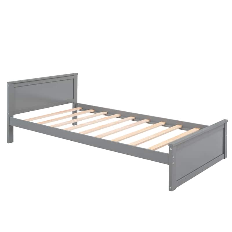 Twin size Loft Bed with a Stand-alone bed, Shelves,Desk,and Wardrobe-Gray