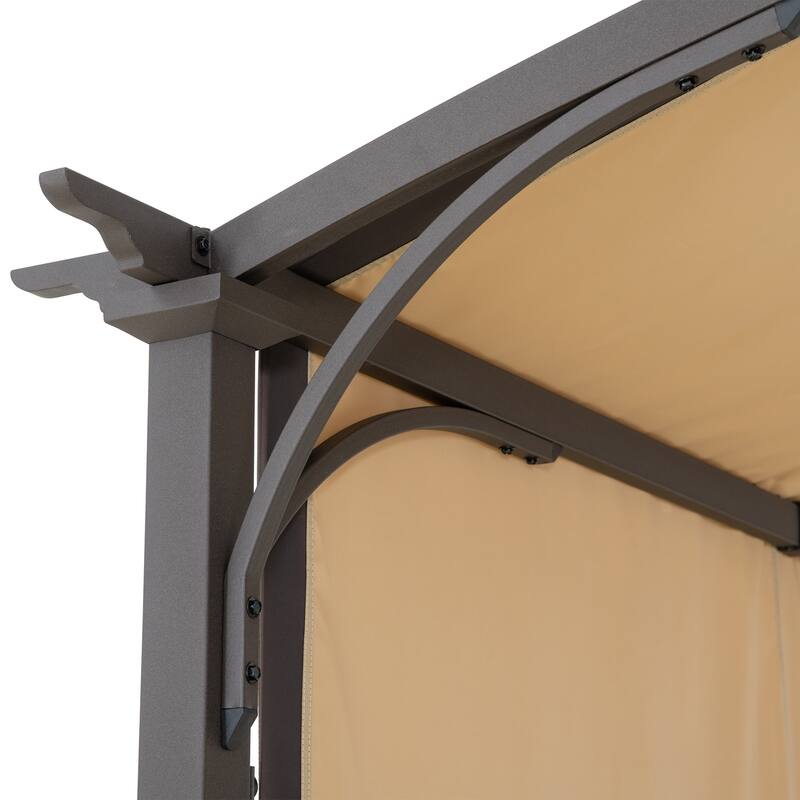 Sunjoy Lindt 9.5 x 11 ft. Outdoor Steel Arched Pergola with Adjustable Canopy