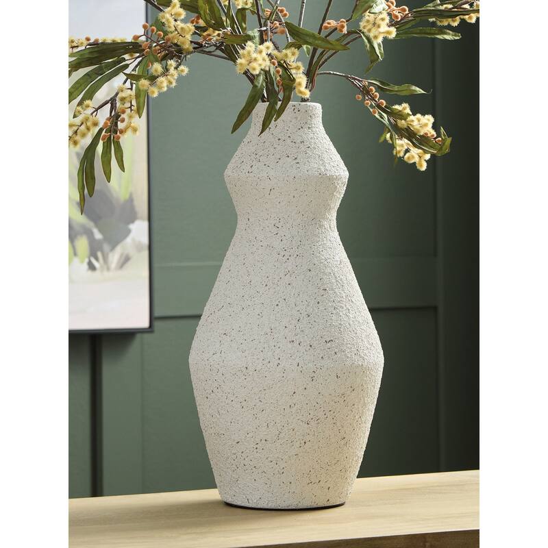 Signature Design by Ashley Dawthorne Beige Vase - 7.5" W x 7.5" D x 16.25" H