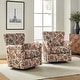 preview thumbnail 29 of 53, HULALA HOME Georg Transitional Floral Fabric Swivel Rocker Chair with Removable Backrest and Rolled Armrest Set of 2