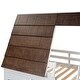 preview thumbnail 4 of 7, House-shaped Design Twin Size Wood Bunk Bed with Roof, Ladder and Slide, Sturdy Construction and Safety Guaranteed, White&Brown
