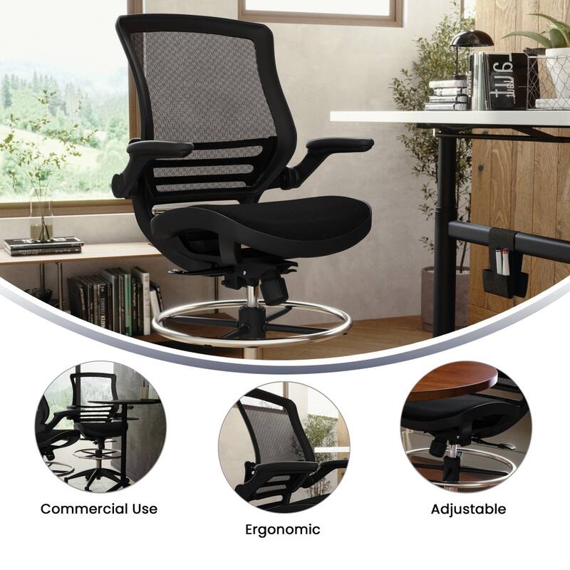 Mid-Back Swivel Office Chair with Adjustable Foot Ring