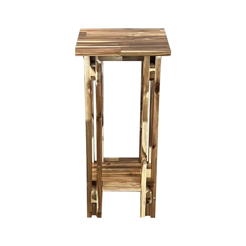 Acacia Wood Architectural Plant Stand with Shelf