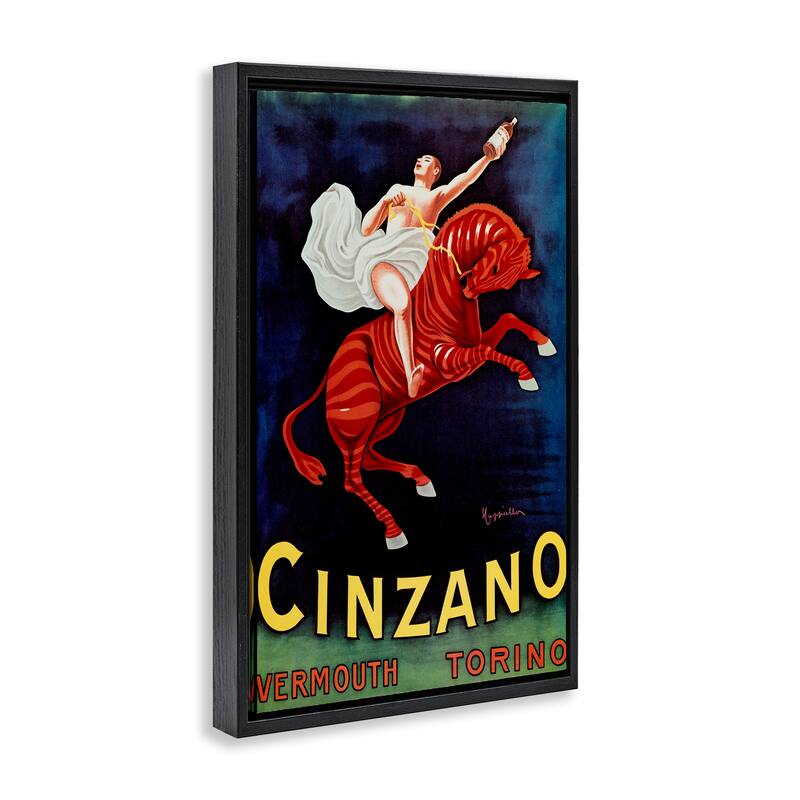Stupell Cinzano Wine Advertisement Framed Floater Canvas Wall Art Design By Marcus Jules