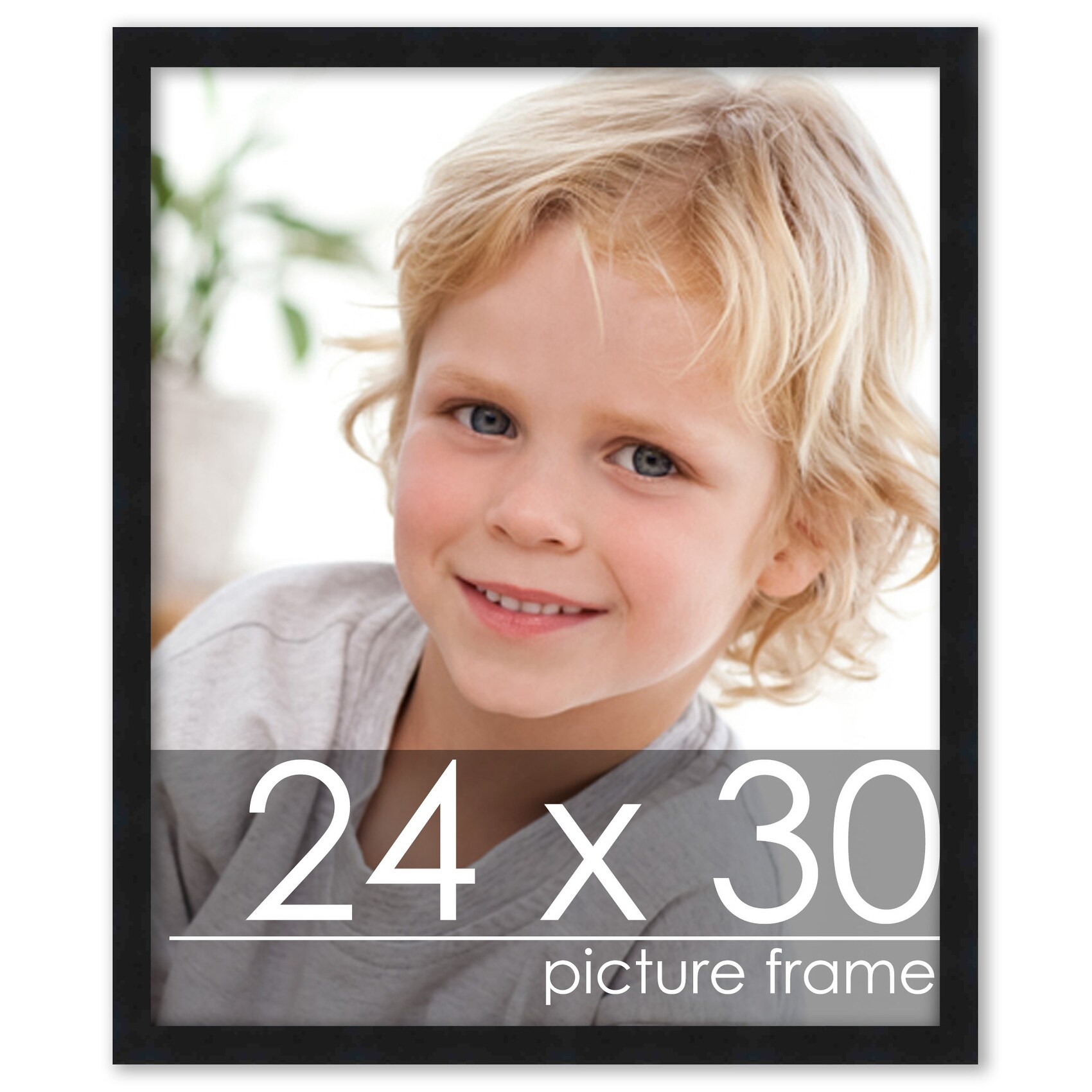 24x30 Frame Black Contemporary Wood Picture Frame - UV Resistant Acrylic  Protective Front, Acid-Free Foam Board Backing, & Hanging Hardware Included