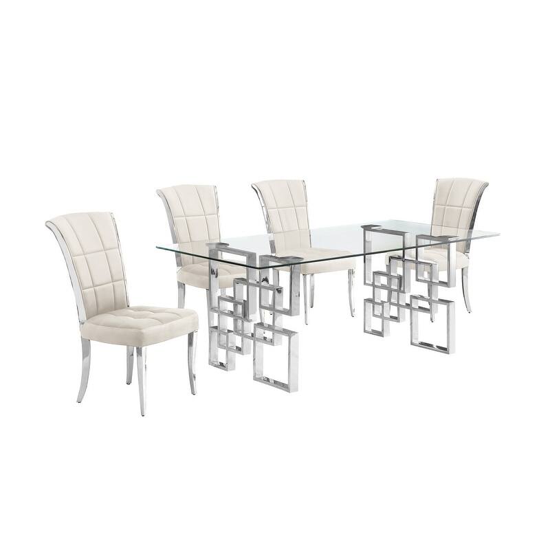 Best Quality Furniture D221/2-SC320-7 Dining Set with 12mm Tempered Glass