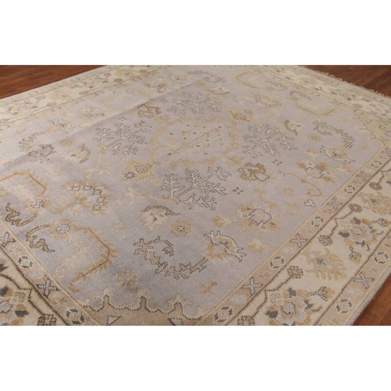 All-Over Oushak Indian Area Rug Hand-Knotted Wool Carpet - 8'2"x 10'0"