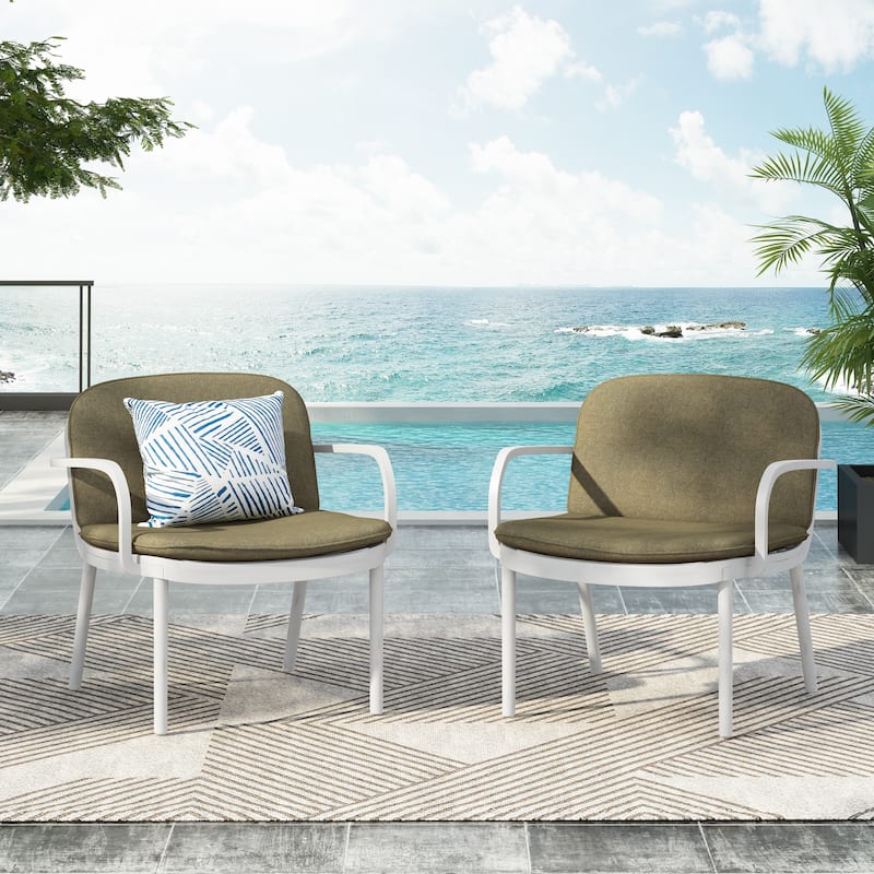 Green White Outdoor Armchairs Patio Chairs Upholstered Arm Chair Reading Chair Accent Chair Reception Chair Side Chair