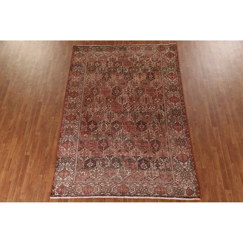 Garden Design Bakhtiari Persian Vintage Rug Hand-Knotted Wool Carpet - 6'9"x 9'11"