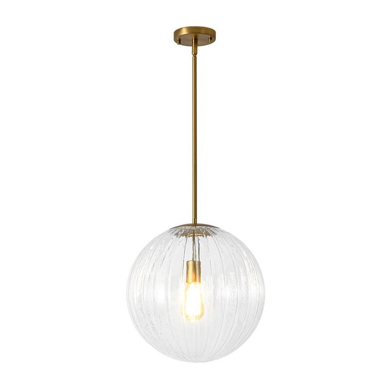Modern Chic 1-Light Dimmable Striped Glass Sphere Pendant - 15.0 in