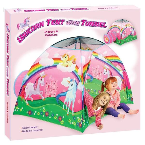 Etna Kids Unicorn Play Tent With Tunnel Cute Indoor Outdoor Fantasy Pop Up Playhouse For Bedroom Playroom Yard Camping Overstock 28119071