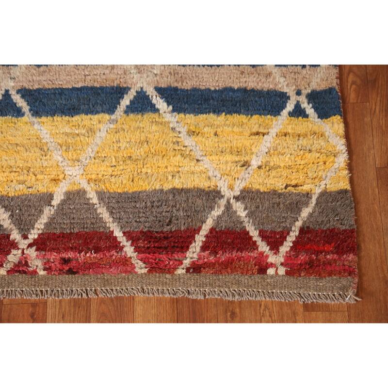 Trellis Moroccan Oriental Runner Rug Hand-Knotted Wool Carpet - 2'8" x 10'0"