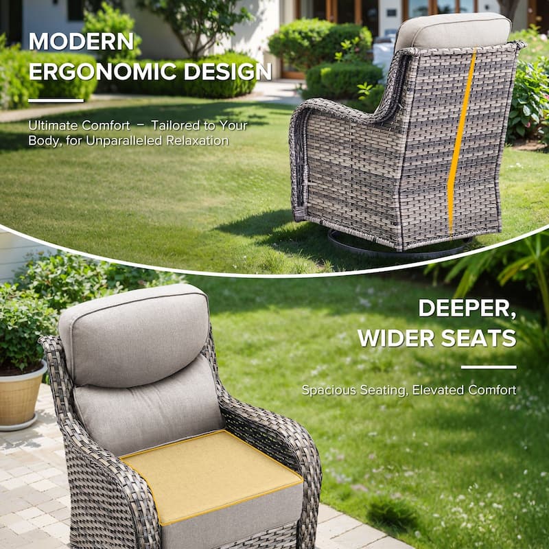 Gymojoy 3-Piece Patio Swivel Glider Chair Set with Side Table, 6-Inch Ultra-Plush Cushions & Water-Resistant Olefin Fabric