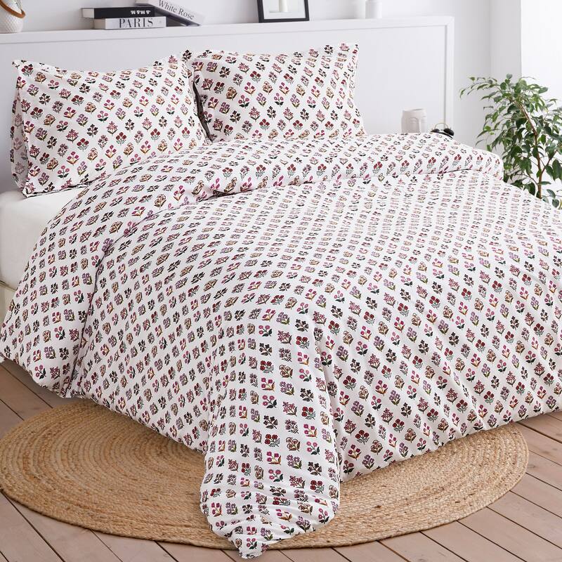 Happy Garden Cotton Duvet Set Multi Rose - Twin - Twin XL