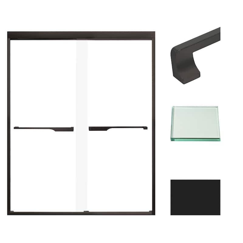 Transolid FBPT607608C-J 76" High x 59" Wide Bypass Frameless Shower - Matte Black