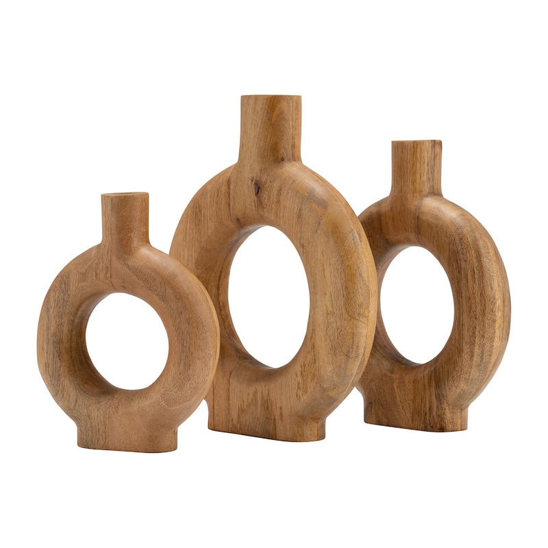 Sagebrook Home Natural Wood Donut Shaped Vase