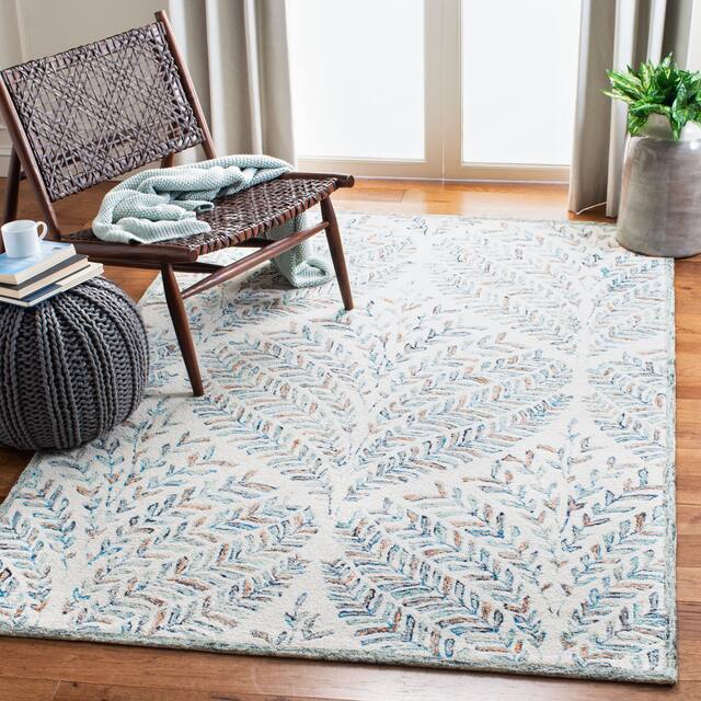 SAFAVIEH Handmade Capri Ilianka Wool Rug - 11' x 15' - Ivory/Blue