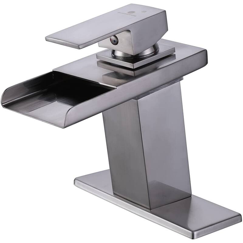 Dropship Waterfall Bathroom Faucet Single Handle Bathroom Sink Faucets 1 Or 3 Hole Solid Vanity Faucet With Deck Plate & Overflow Pop Up Drain Brushed Nickel To Sell Online At A Lower