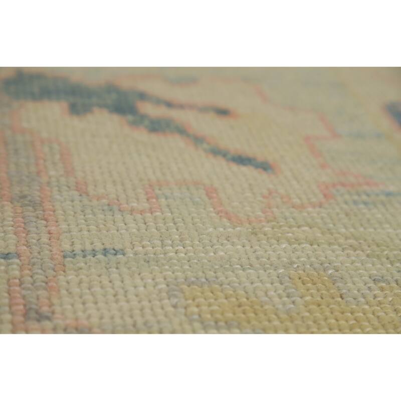 Hand Knotted Oriental 100% Wool Carpet Transitional All-Over Navy Blue & Blues Oushak Area Rug - 11' 8'' X 7' 8''
