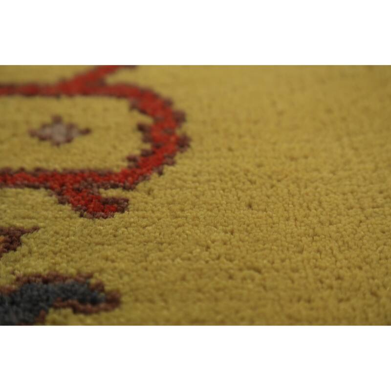 Yellow Oushak Indian Area Rug Hand-Knotted Wool Carpet - 8'10"x 11'10"