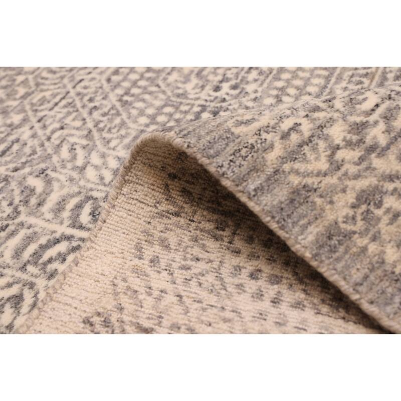 ECARPETGALLERY Hand Loomed Elysian Dark Grey Wool Rug - 8'1 x 9'11