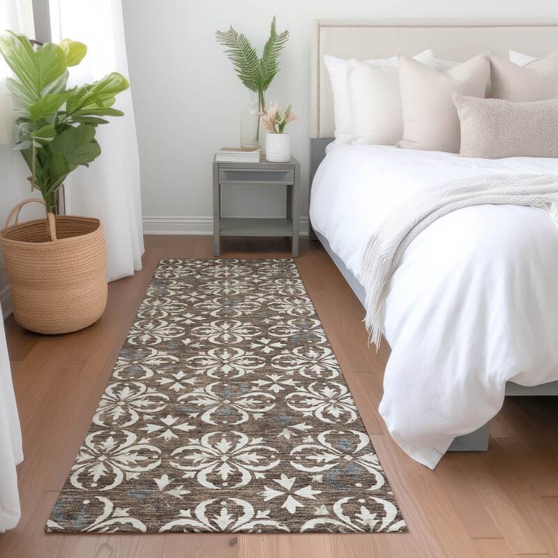 Premium Washable Super Soft Transitional Medallions Mayfield Rug - Brown - 2'3" x 7'6"