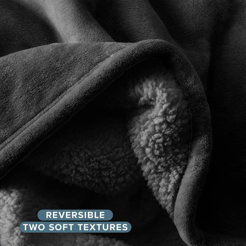 Bare Home Sherpa Fleece Blanket - Reversible Plush Bed Blanket