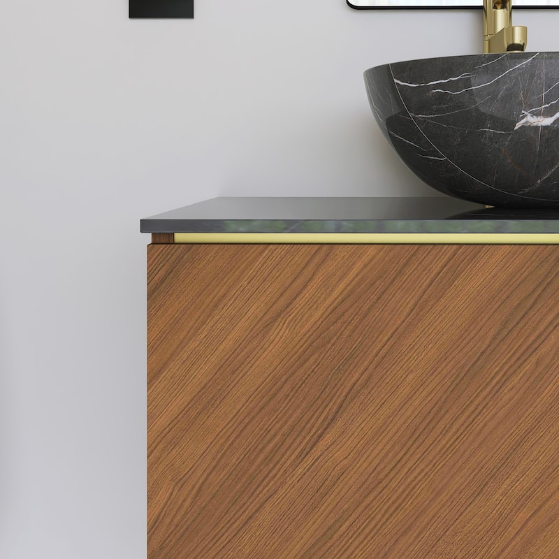 Wall-Mounted Bathroom Vanity with Stone White Ceramic Sink