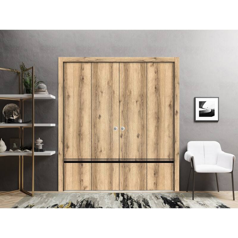 Double Bi-fold Doors Planum 0012 Oak with Sturdy Tracks