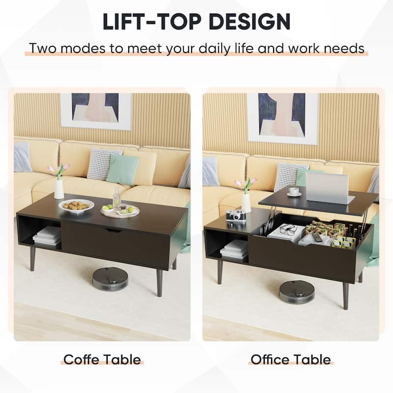 Rossetta Morden Practical Lift Top Design Coffee Table with Storage Shelf and Hidden Compartment