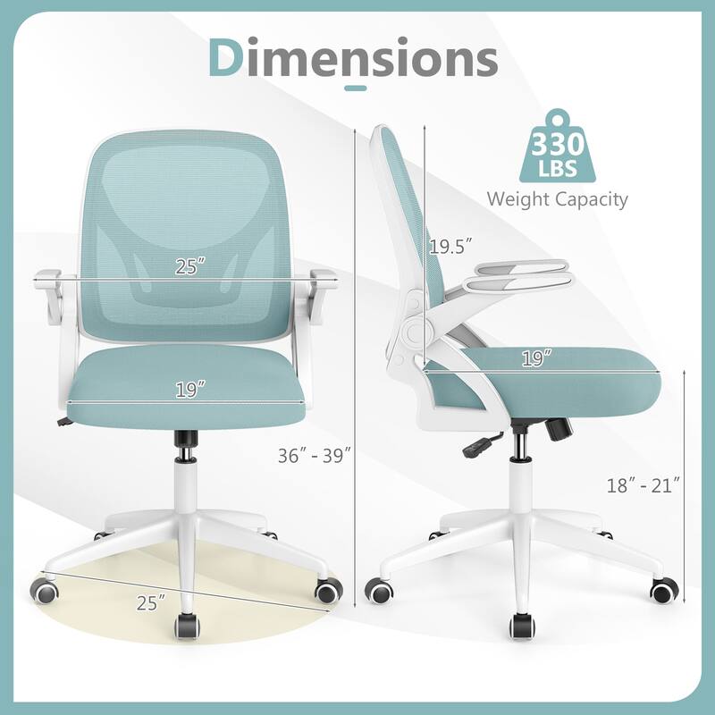 Costway Mesh Office Chair with Lumbar Support & Flip-up Arms Rolling - See Details