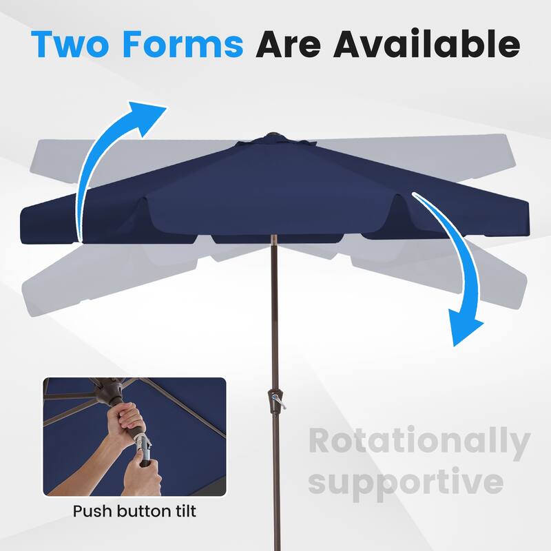 10ft Patio Market Umbrella with UV-Resistant and Sagging Edge Designed