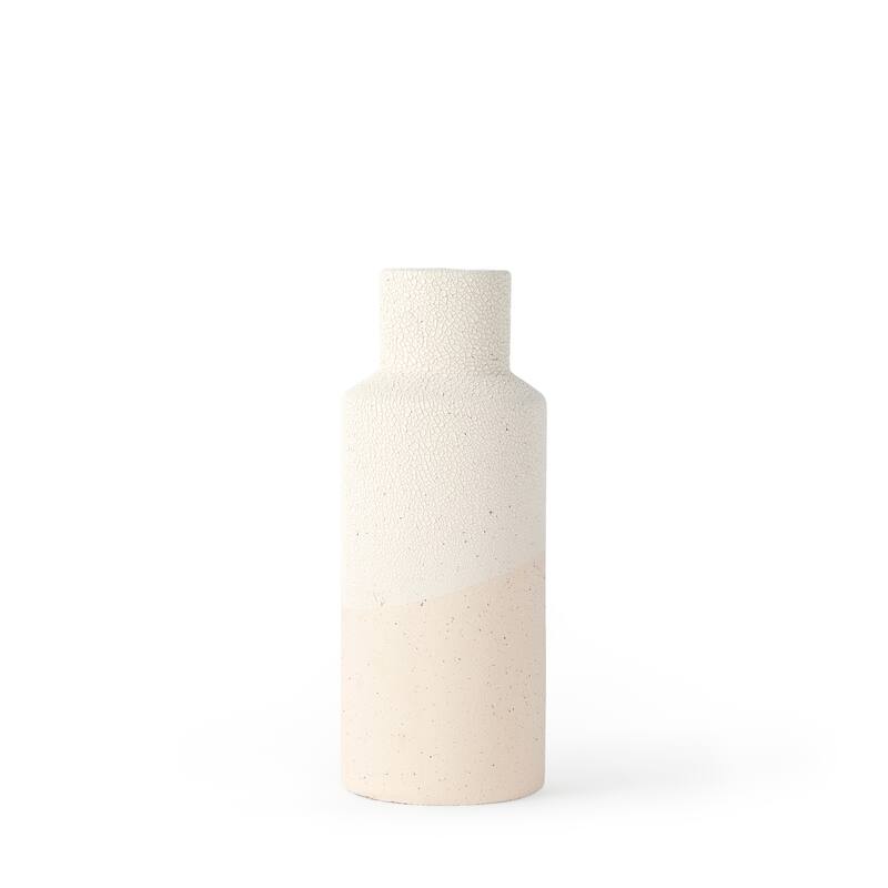 Salar Cream Gourd Style Crackled Ceramic Vase (11") - 4.5L x 4.5W x 11.0H - Cream