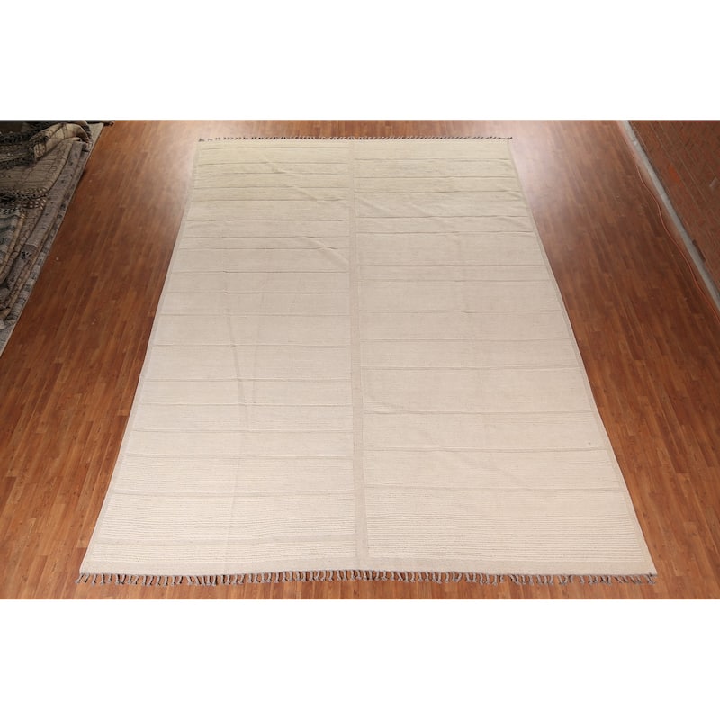 Ivory Moroccan Oriental Large Area Rug Handmade Wool Carpet - 12'1"x 15'11"