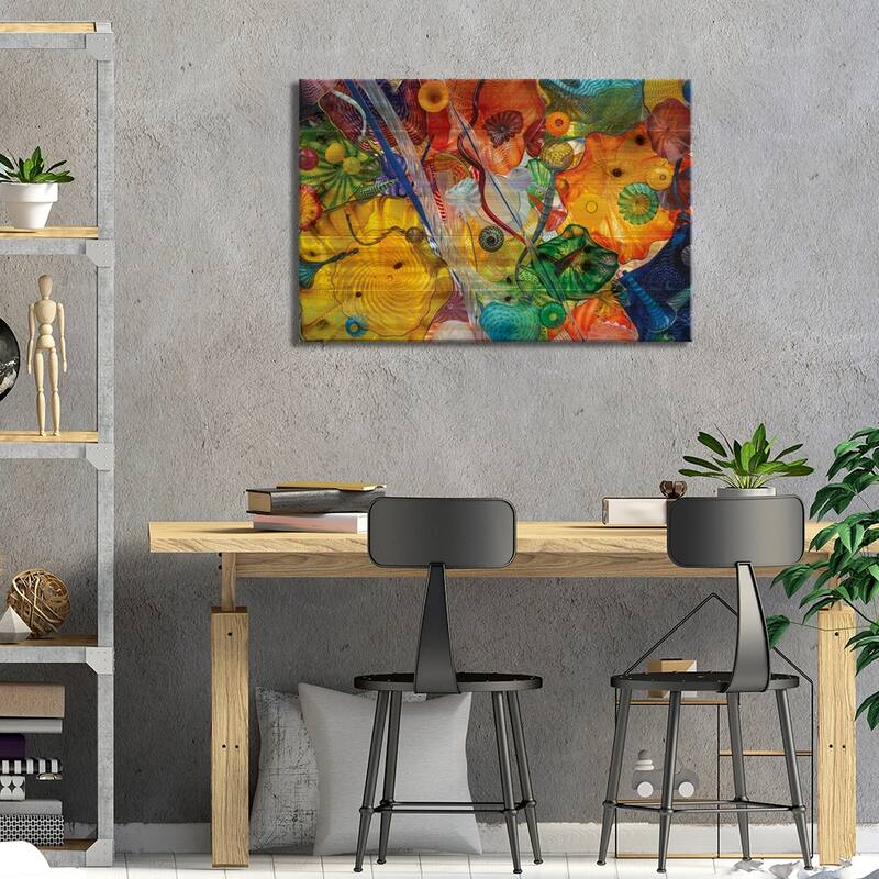 Glass Art Wall I Print On Wood by Louis Ruth - Multi-Color