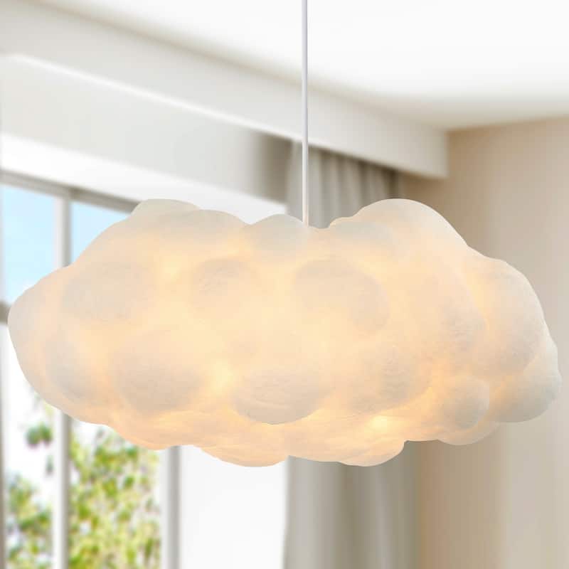 Homer 23" 2-Light Modern Contemporary Silk LED Cloud Pendant, White by JONATHAN Y - White