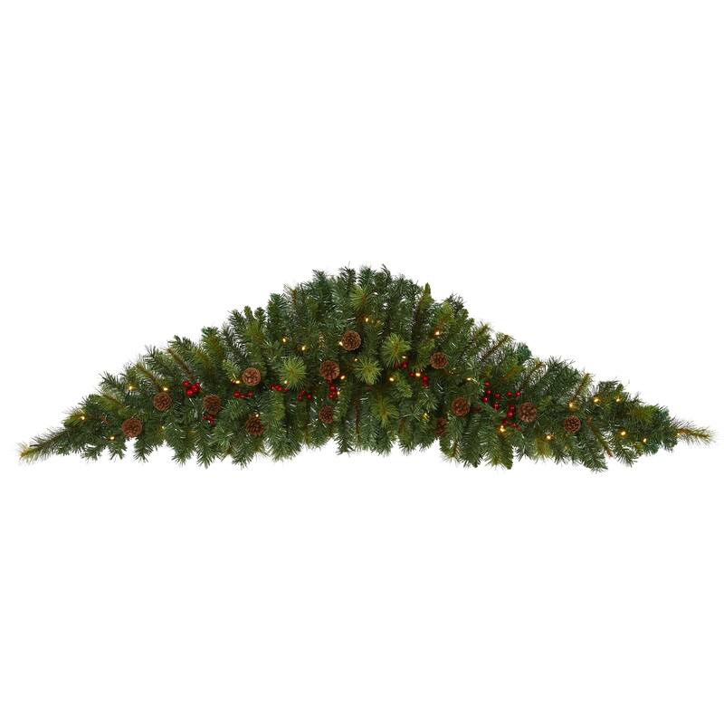 6' Pre-Lit Berries & Pine Cones Artificial Christmas Swag, LED Lights